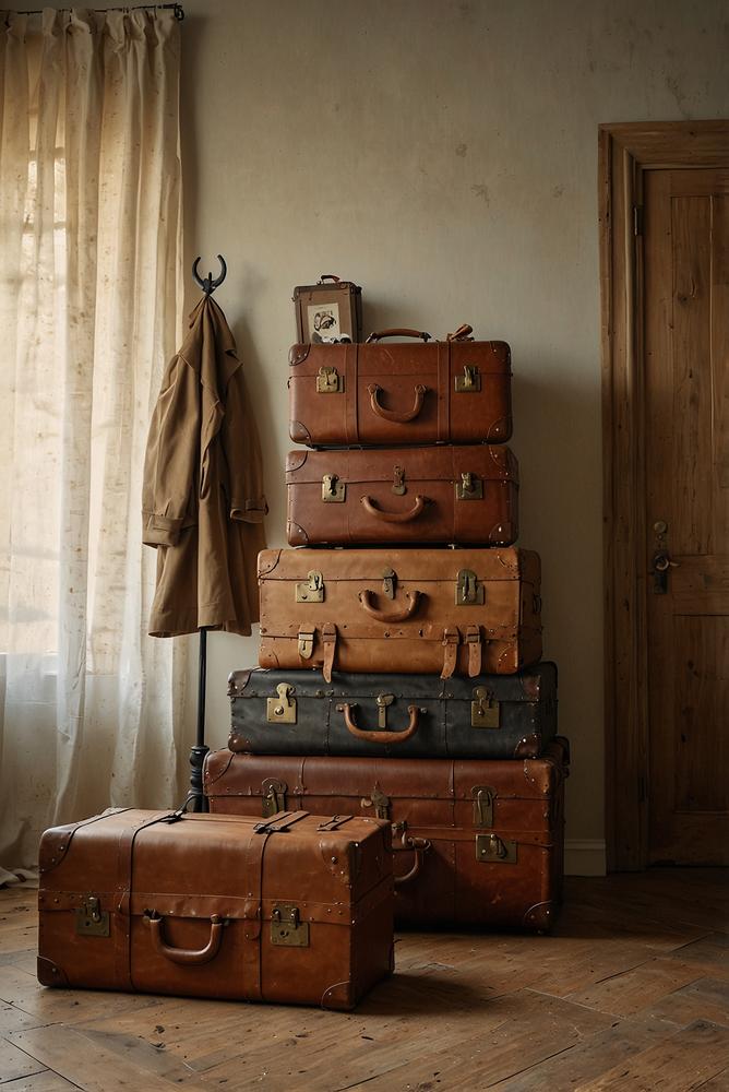 Vintage Eingangsbereich mit Koffer-Garderobe und Sonnenlicht