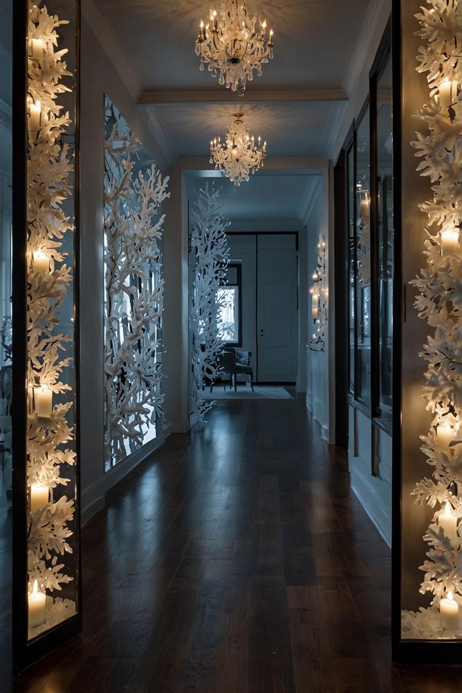 Spiegelrahmen mit funkelnden Eiskristallen im Flur