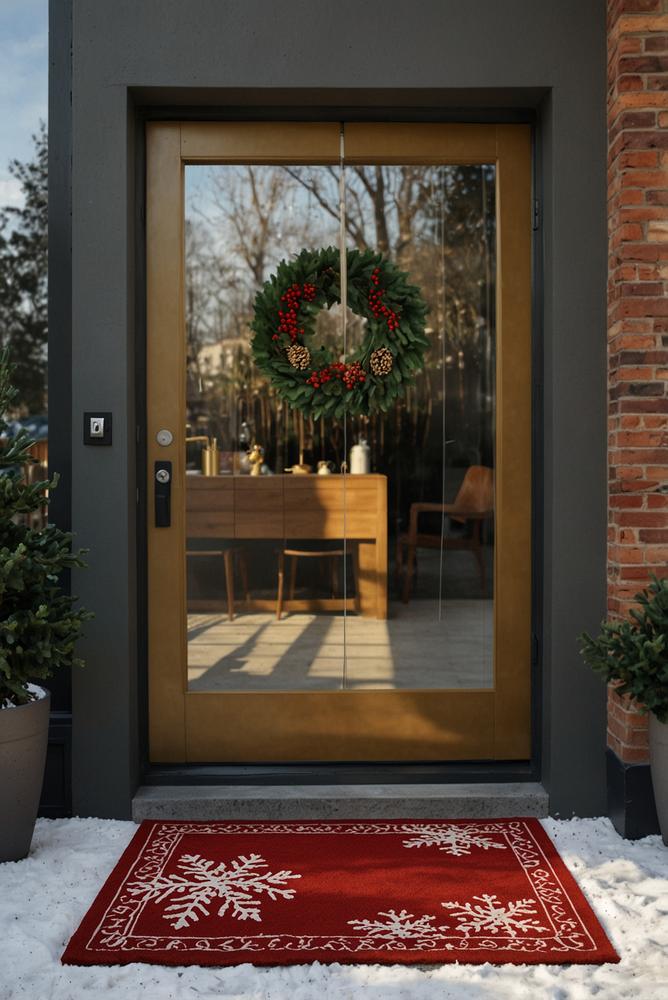 Rutschfeste, dekorative winterliche Fußmatte am Hauseingang
