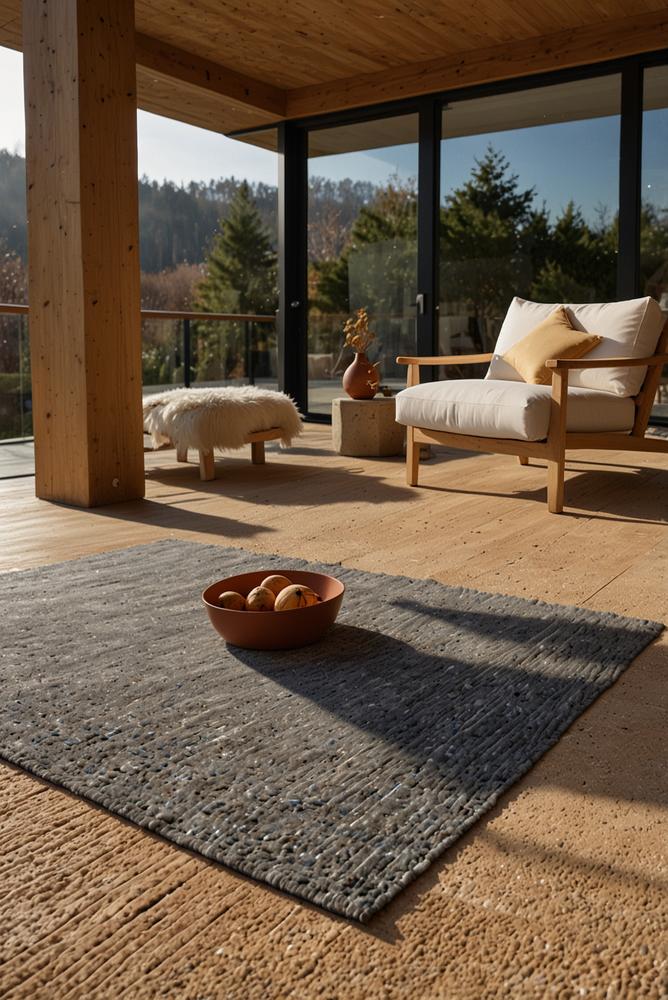 Gemütliche Winterterrasse mit Outdoor-Teppichen und isolierendem Bodenbelag