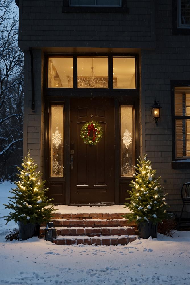 Schneesicheres Willkommensschild an winterlicher Haustür
