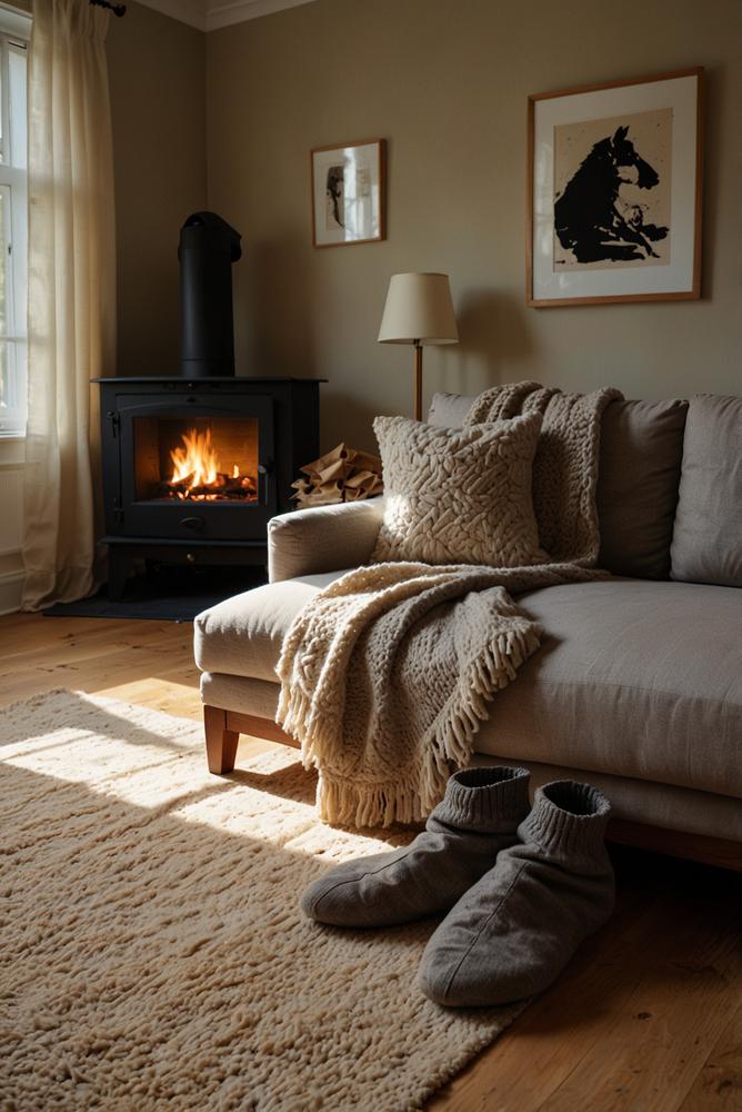 Warme Wolltextilien für gemütliche Füße im Wohnraum