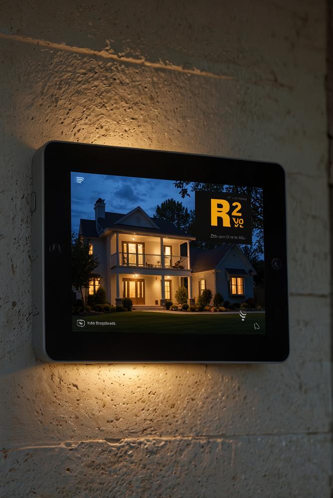 Helle Außenbeleuchtung mit Sicherheitskameras und Alarmanlage