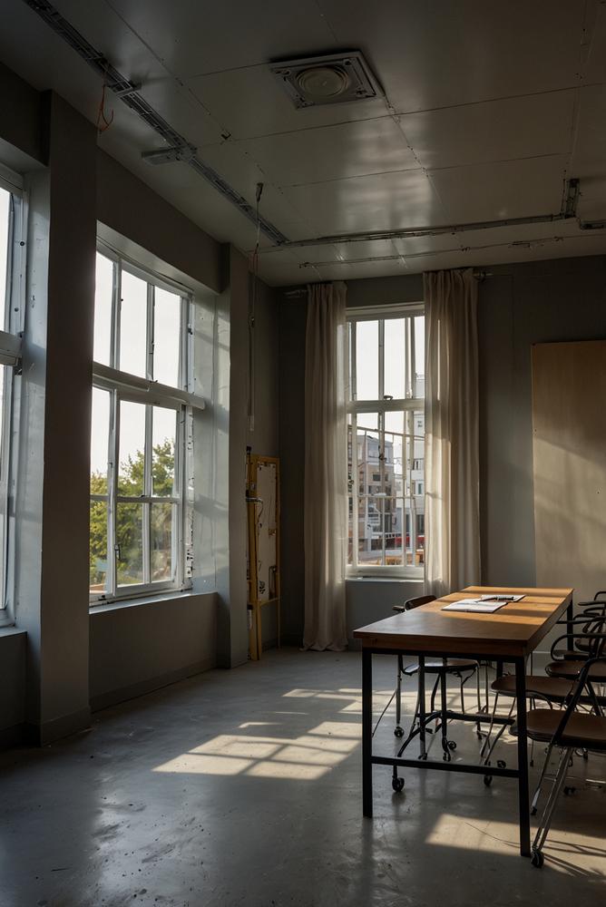 helles lichtdurchflutetes bild einer sicheren baustelle mit unterweisung