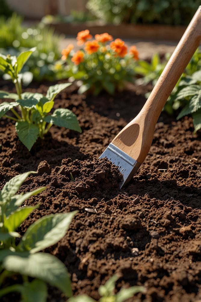 Helle bodenanalyse mit testkit im sonnigen garten