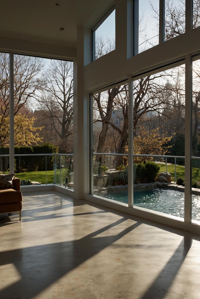 Lichtdurchflutetes Bild moderner Dachrinnenpflege im Frühling