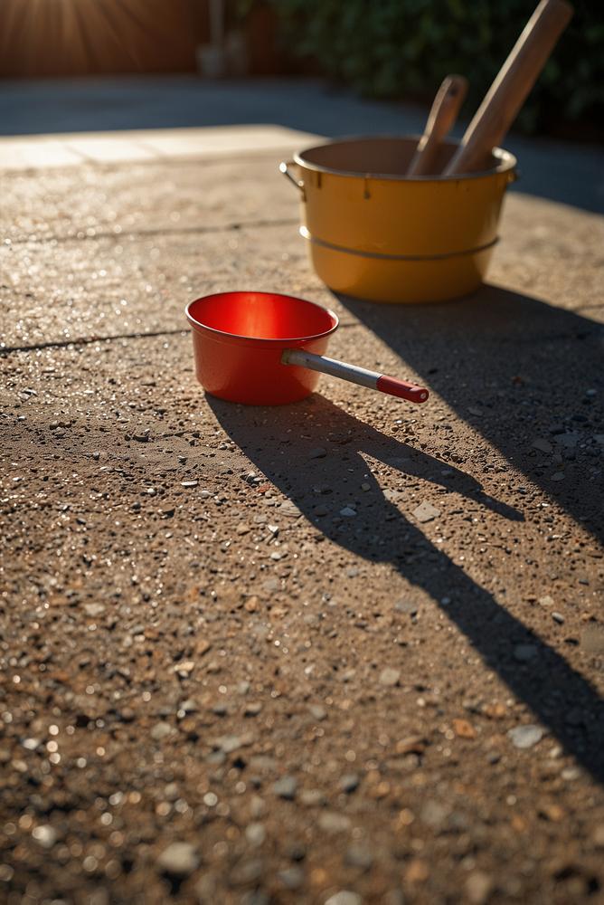 Helle lichtdurchflutete Einfahrt im Bau mit Materialien und Angeboten