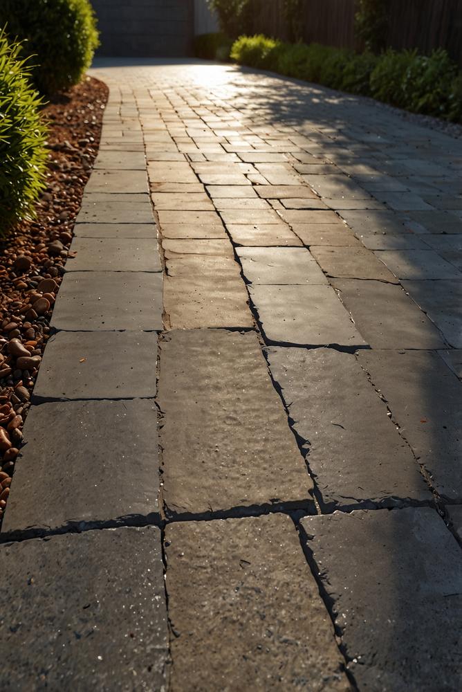 Helle gepflegte Einfahrt mit versiegelten Fugen