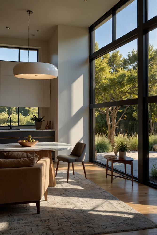 Hell und lichtdurchfluteter Raum mit neuen Fenstern