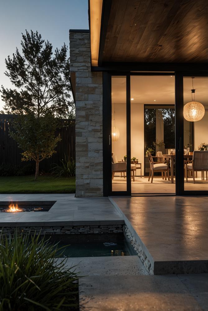 Helle und einladende Außenbeleuchtung mit warmer und cooler Farbtemperatur