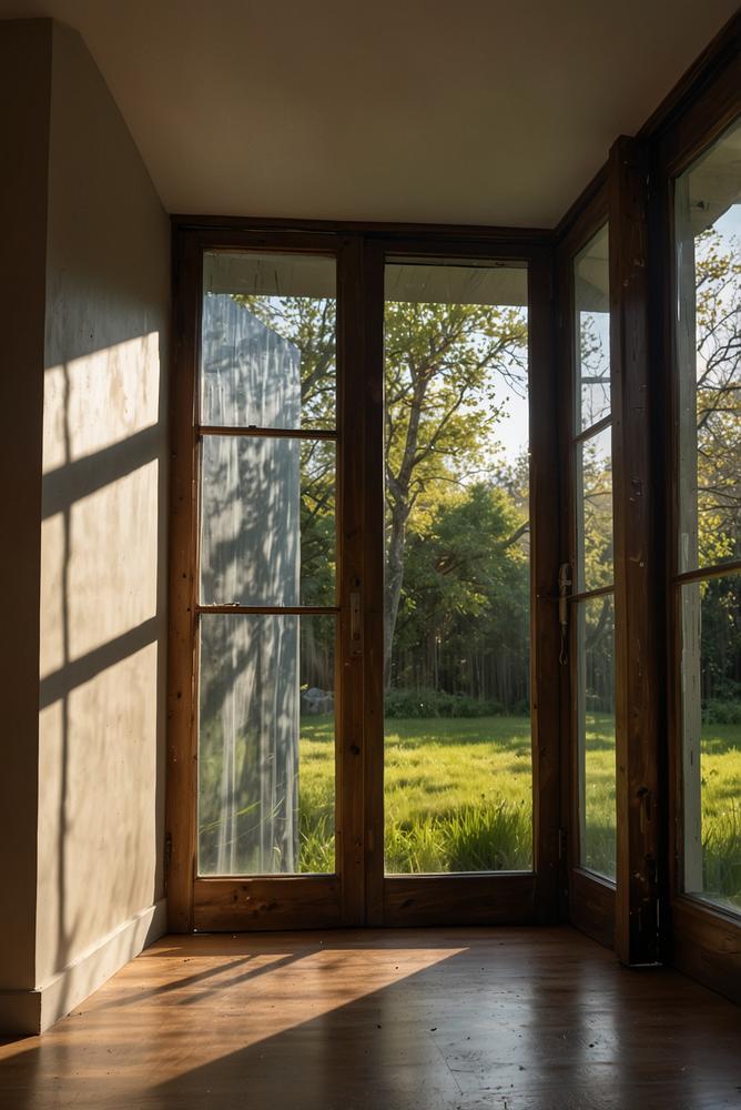 Feuchtigkeitsschaden an Holzrahmen von Fenster und Tür im Detail