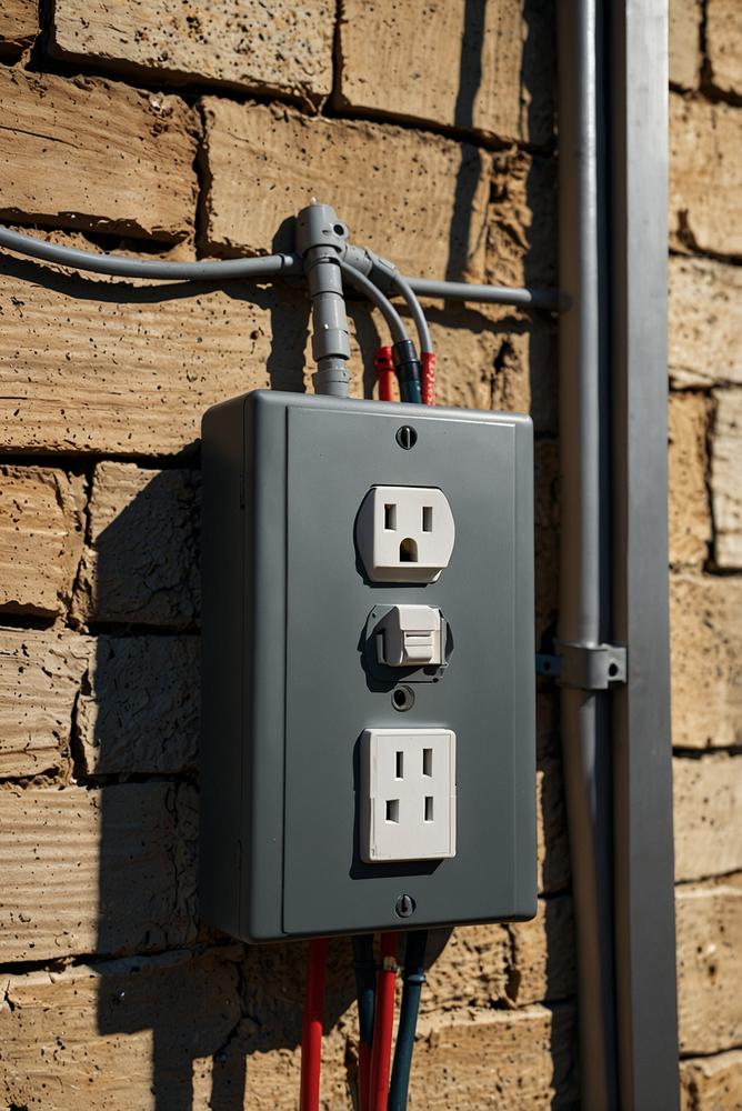 Elektrische Außenanschlüsse am Haus auf Feuchtigkeit prüfen