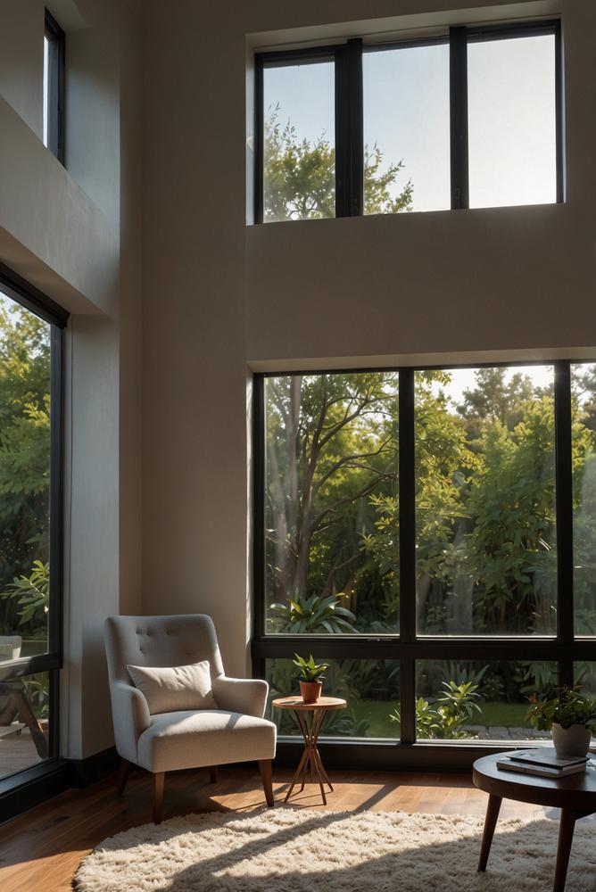 Helles Wohnzimmer mit Sonnenlicht und schimmelfreier Luft