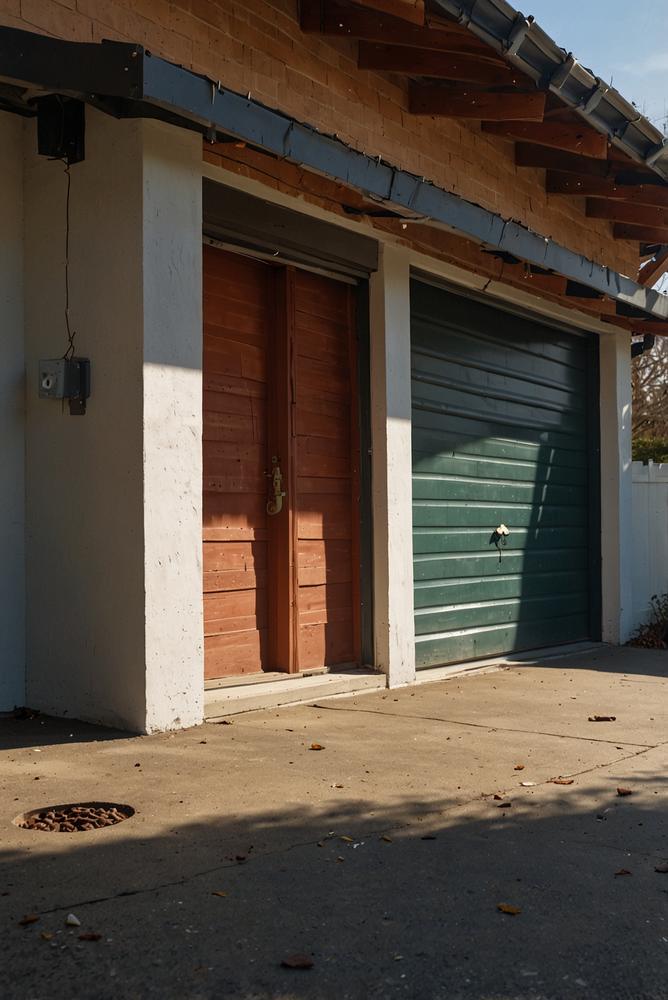 Garage und Nebengebaeude nach Wintercheck mit Dach und Tor