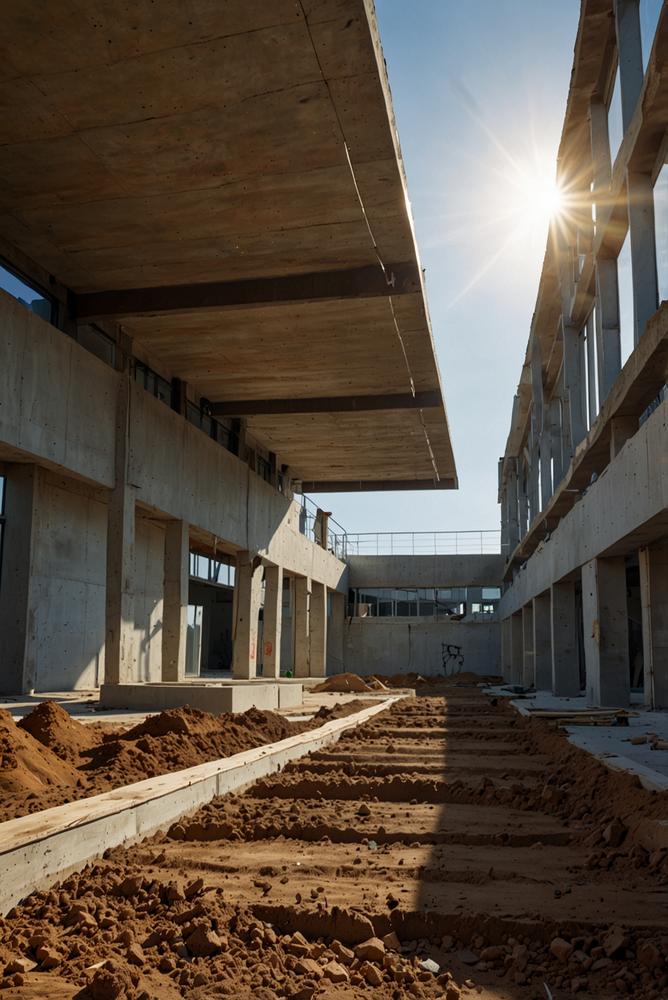 Helle Aufnahme eines Baugrundstücks mit Bodenanalyse im Frühling