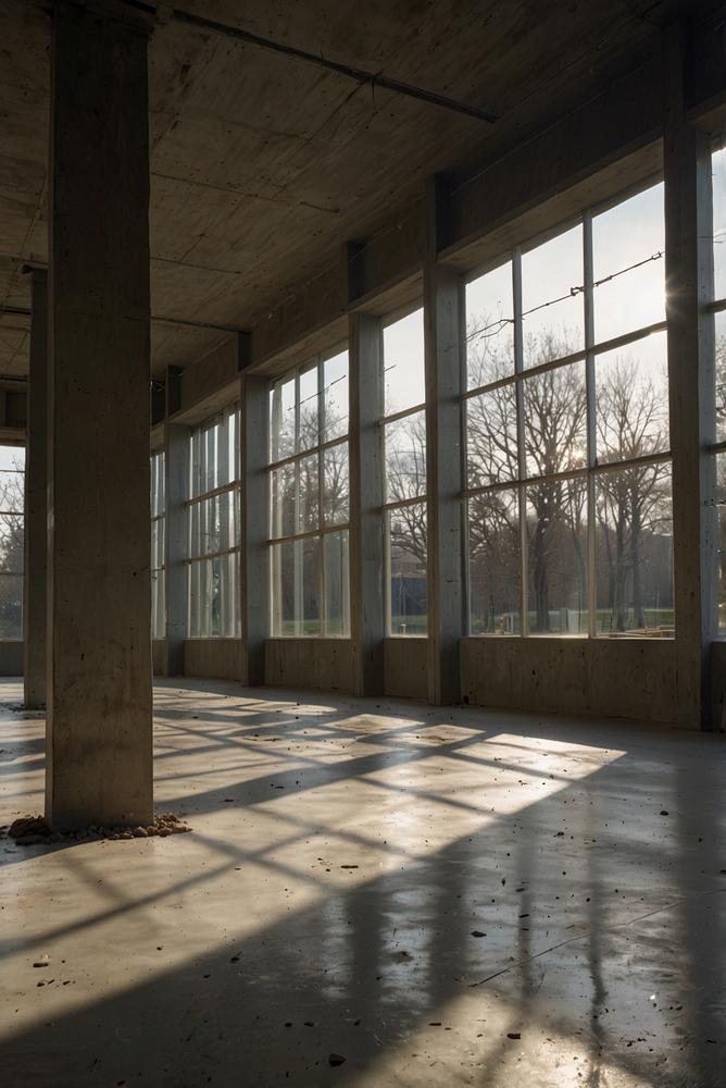 Beton- und Estricharbeiten bei Hausbau im Frühjahr hell und freundlich