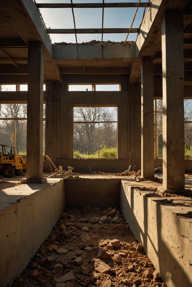 Bauarbeiten bei Frostschutz vor Fundament im Frühling