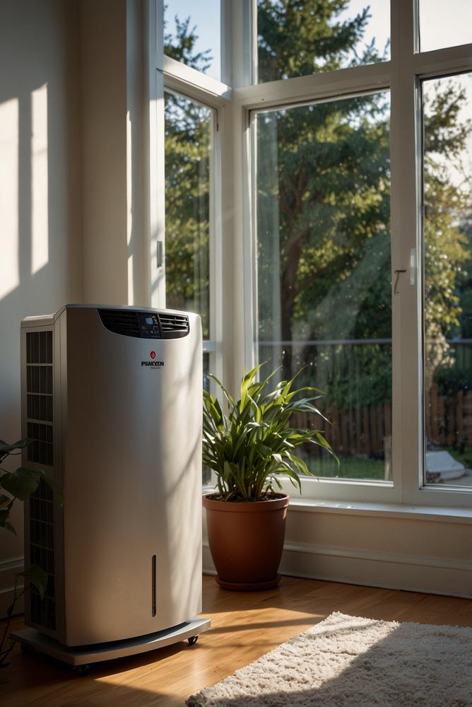 Helle, moderne Heizung mit Sonnenlicht beleuchtet