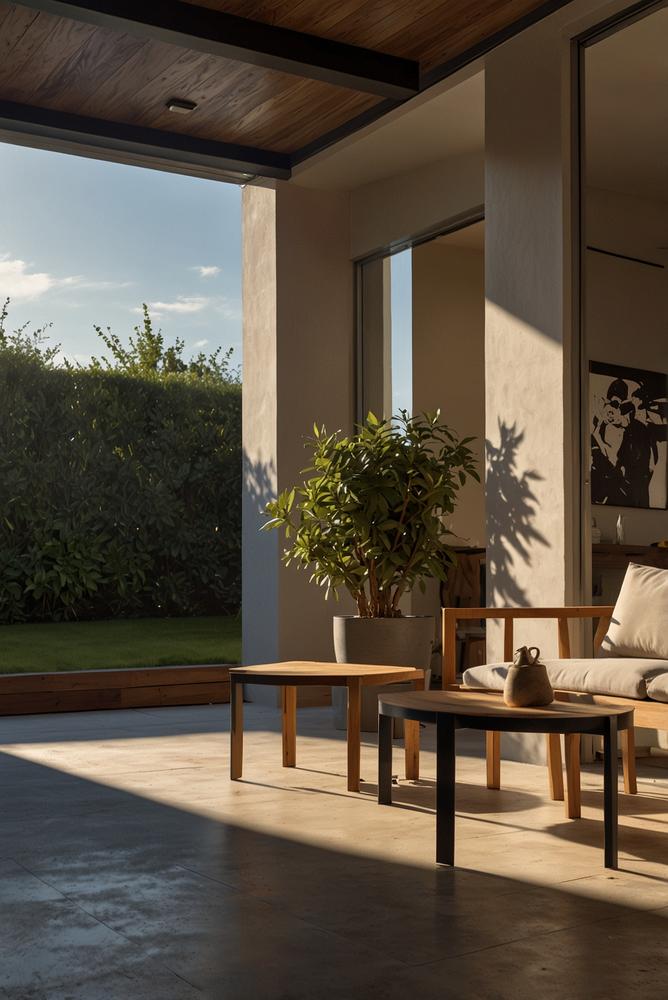 helle, einladende Terrassenbeleuchtung im Frühling