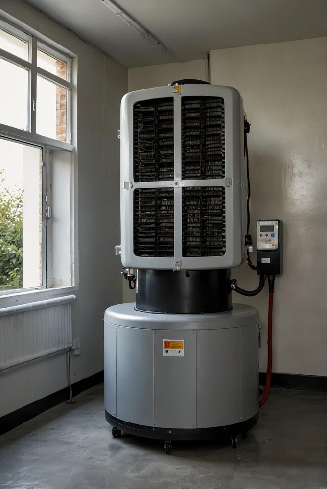 Sauberer Wartungsprozess eines Luftaustauschers im Frühling