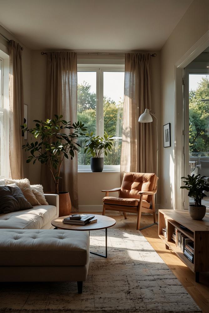 Mobile Infrarotheizung in heller, wohnlicher Ecke