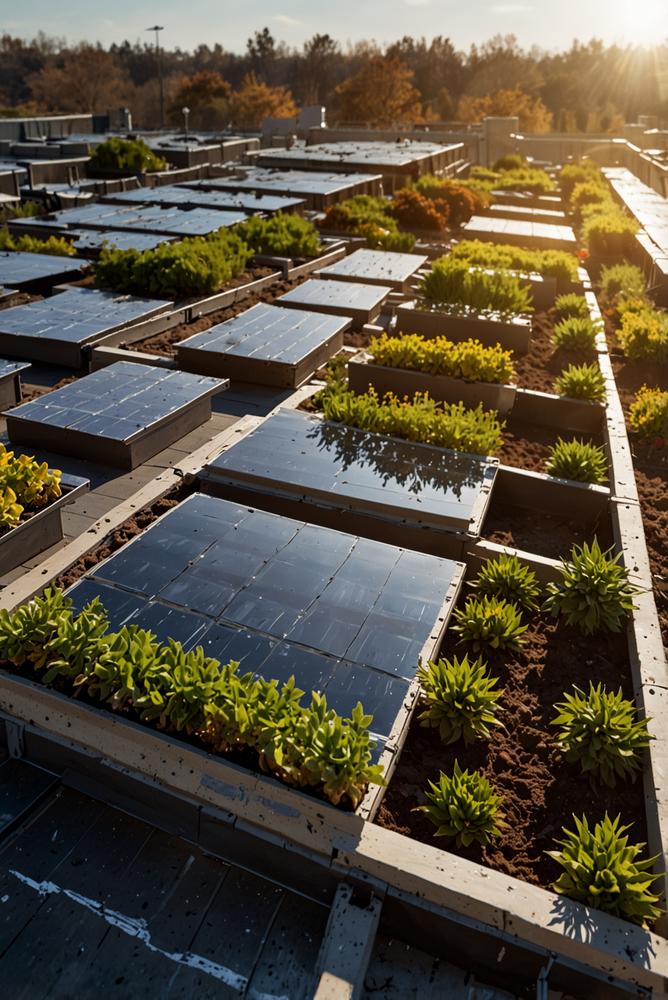 Photovoltaikanlage mit Schnee und Vegetation im Frühling