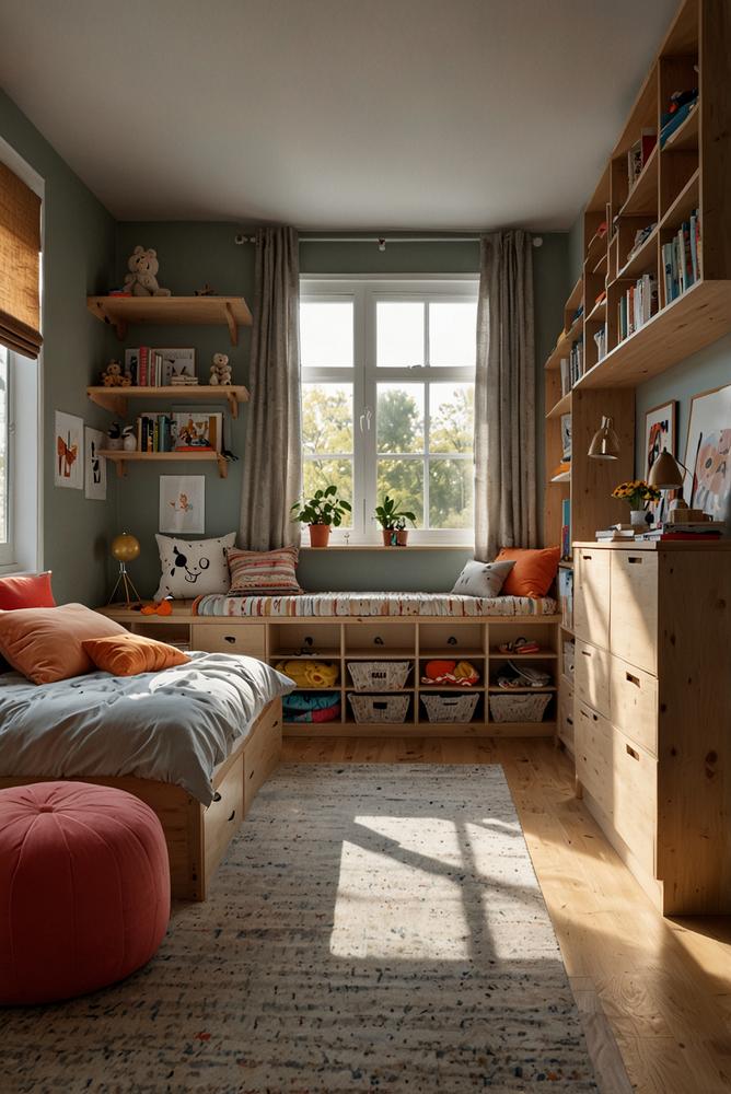 Helle und freundliche Aufbewahrung im Kinderzimmer