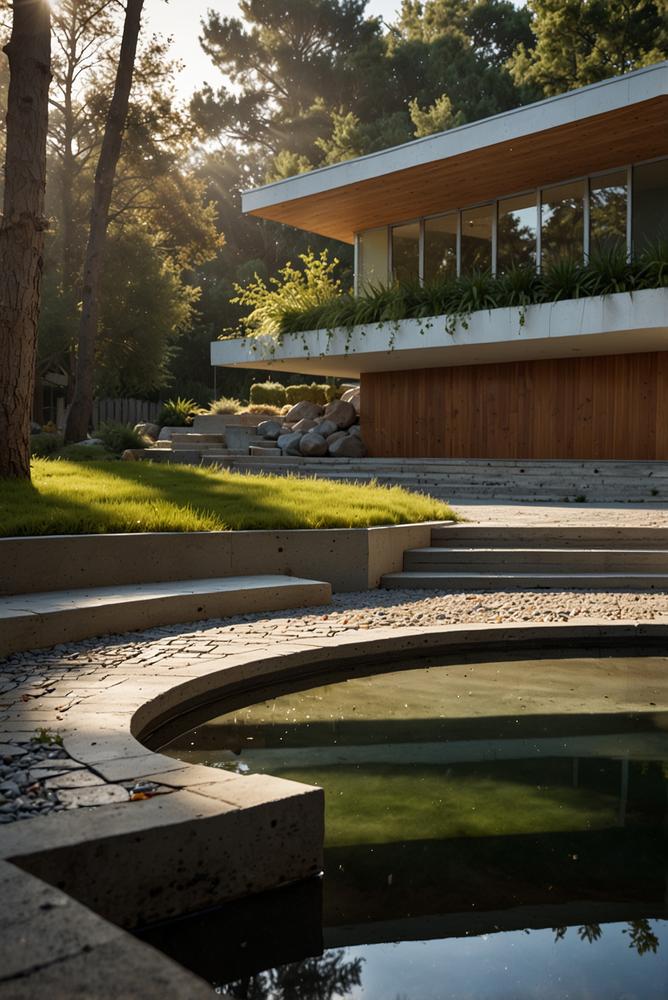 Drainage und Sickerschaechte am Hausgrund zur Regenwasserableitung