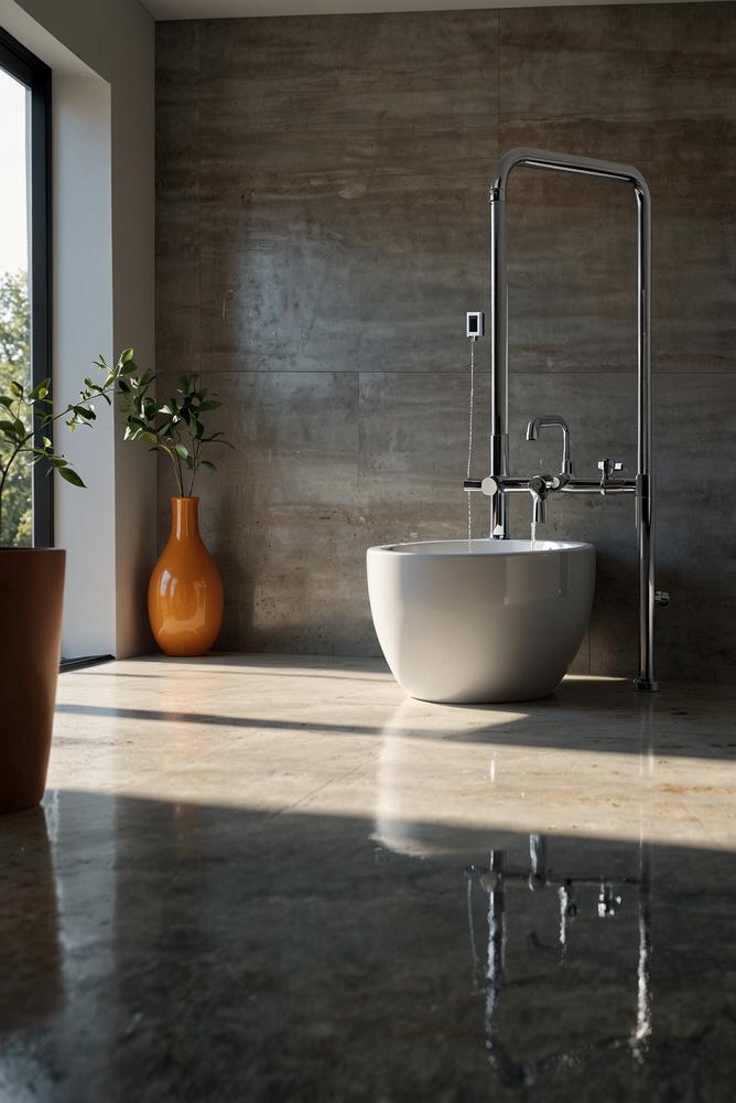 Helle moderne sanitäre Anlagen und Wasserleitungen im Haus