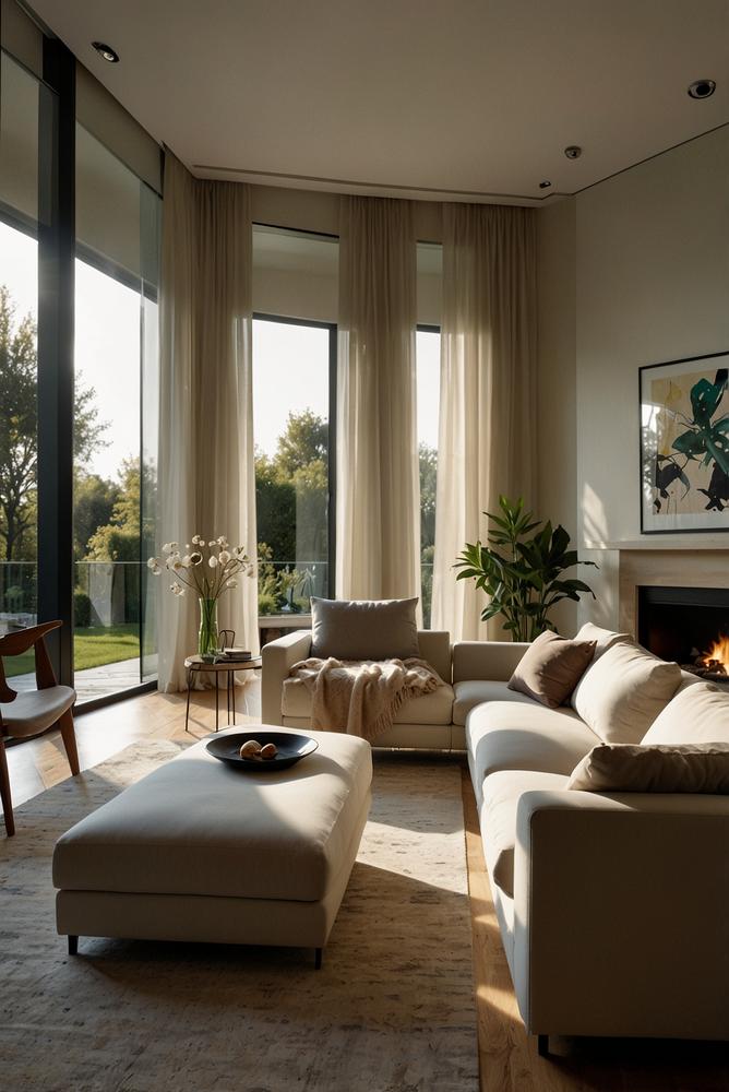 Helle luftige Wohnung mit Möbeln von der Wand Abstand