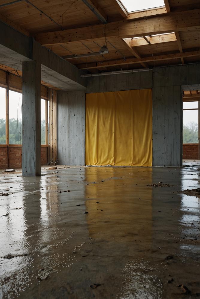 Schutz vor Regen und Feuchtigkeit auf Baustelle im Frühling