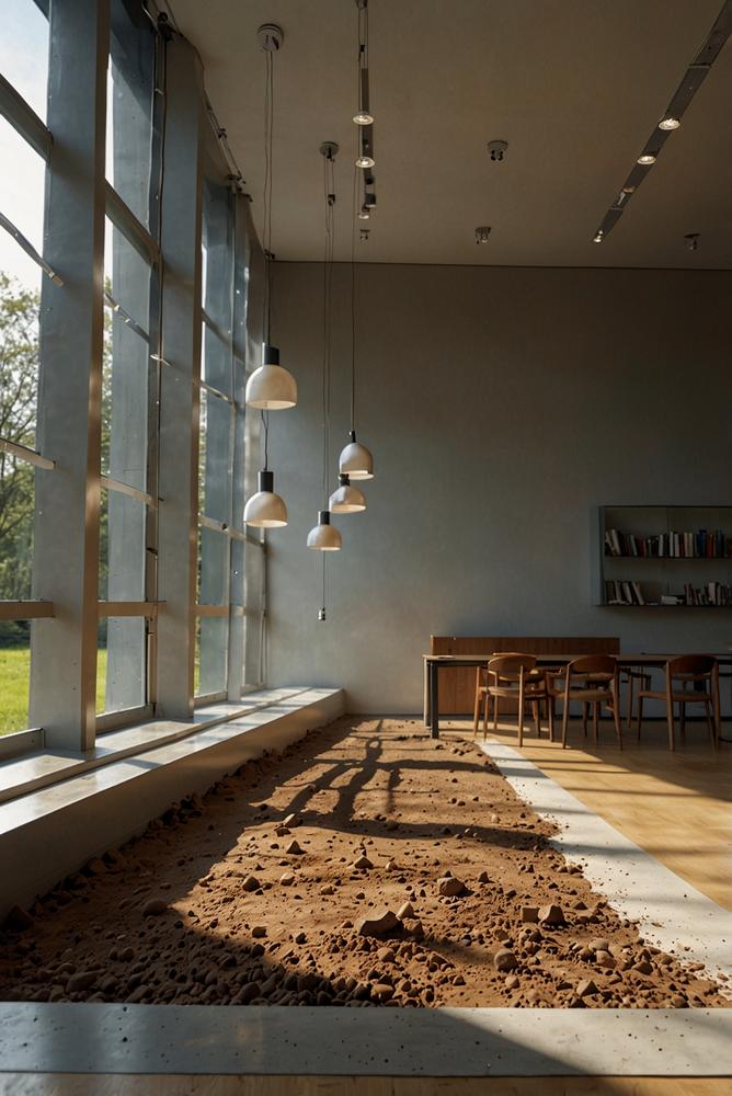 Hell beleuchteter moderner Raum mit geotechnischer Ausrüstung