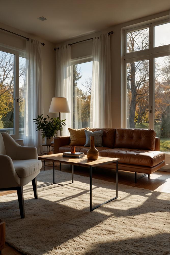 Helles Smart-Home mit intelligenter Heizungssteuerung im Frühling