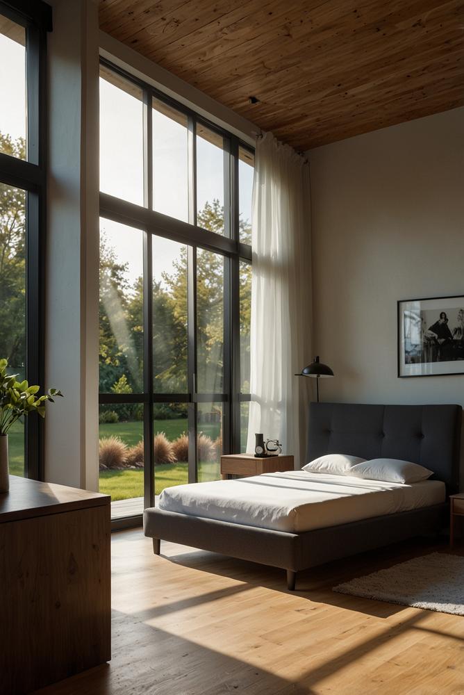 Helles Wohnraum mit Solaranlage Stromspeicher modern