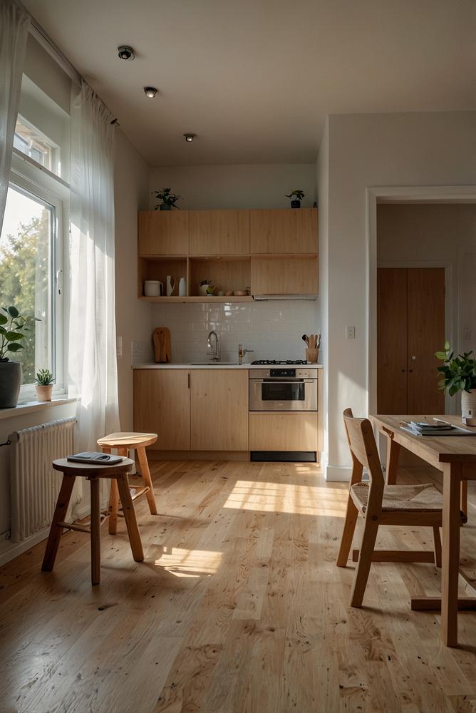 Helle temporäre Unterkunft während Umbau mit Sonnenlicht