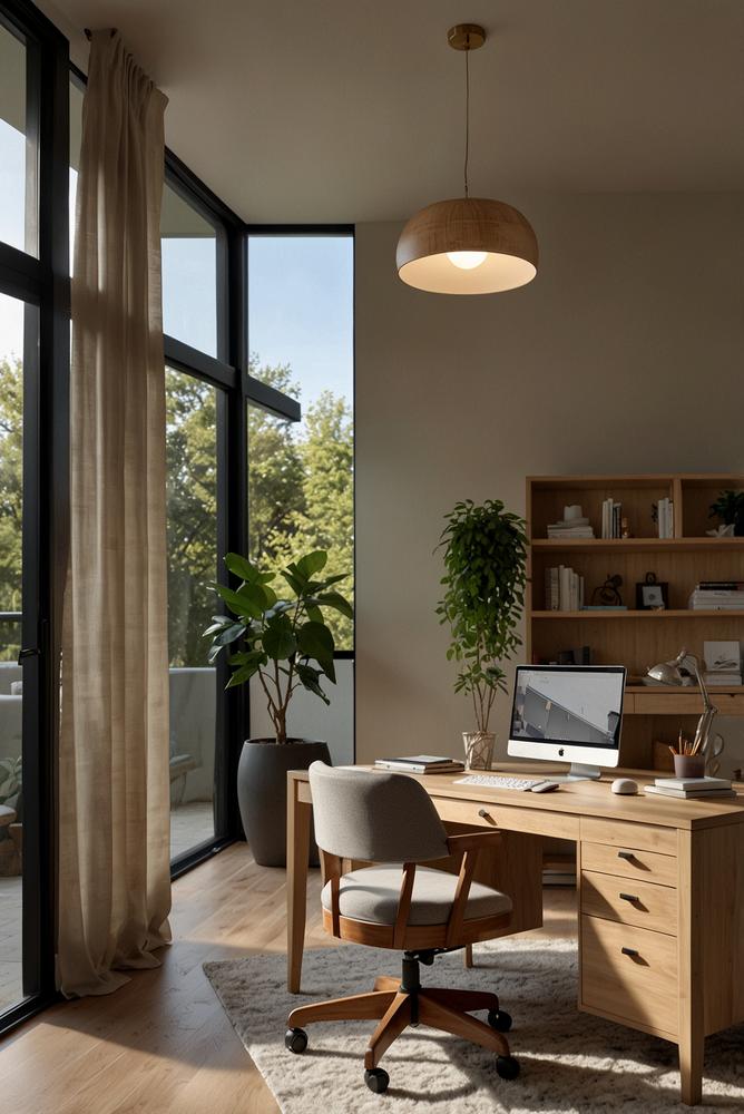 Helles, freundliches Zimmer mit modernem Arbeitsplatz und viel Sonnenlicht