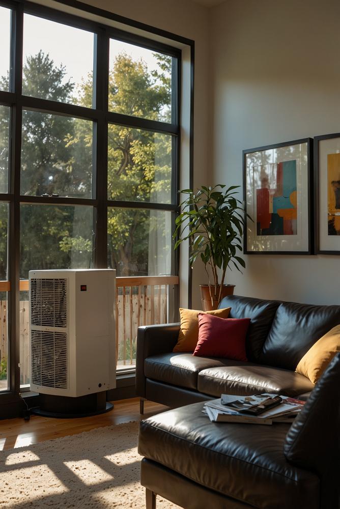 Moderne Wärmepumpe mit Pufferspeicher in hellem Raum