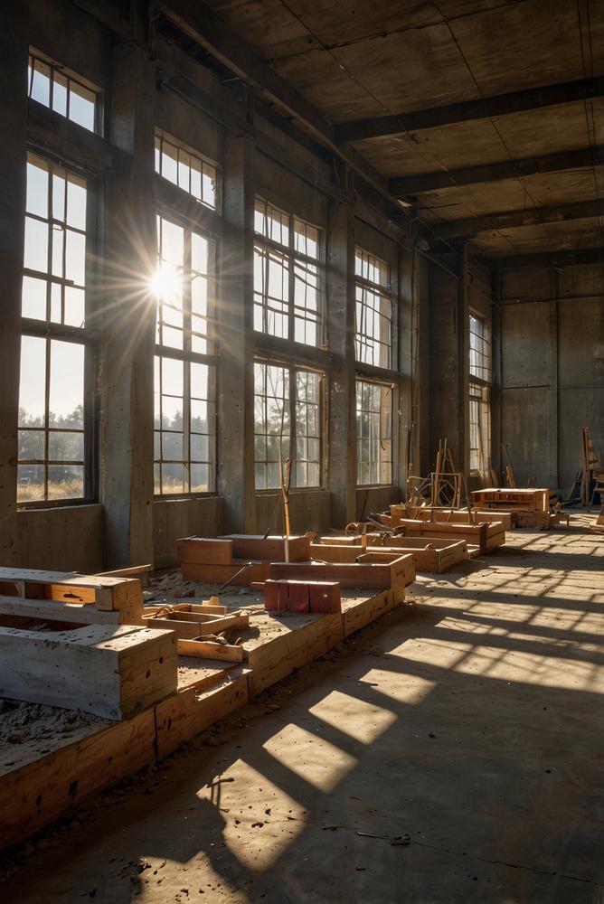 Bauarbeiten bei sonnigem, mildem Wetter auf der Baustelle