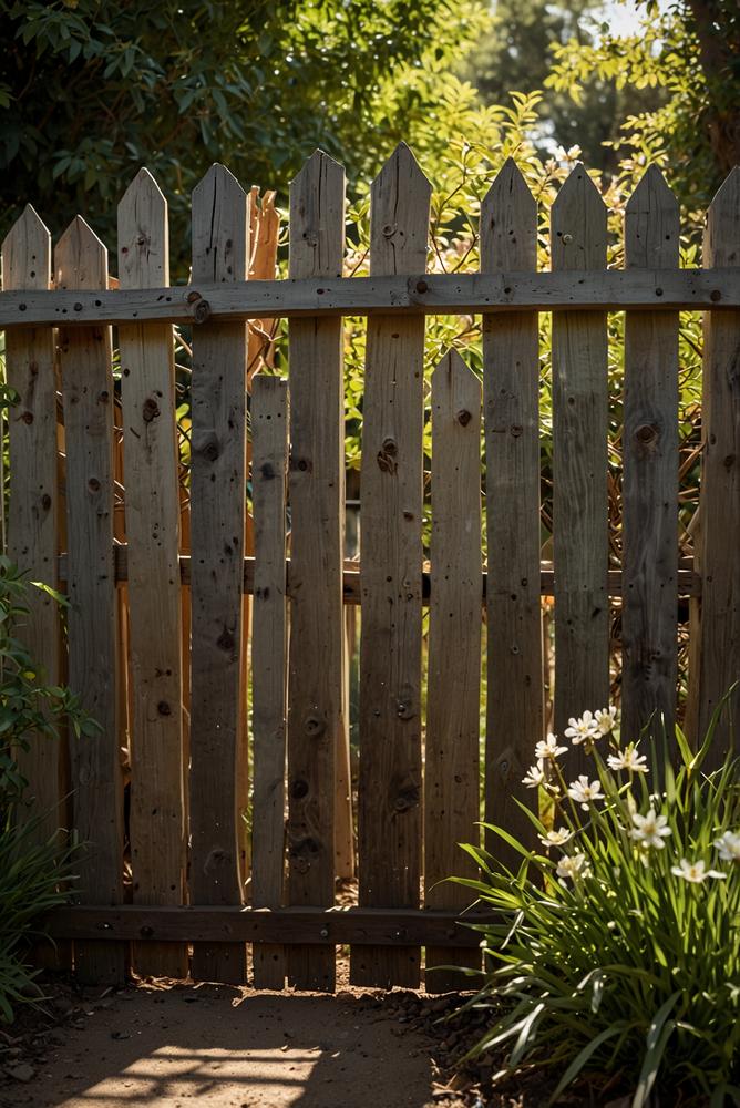 Hell und einladend gepflegter Zaun und Tor im Frühling