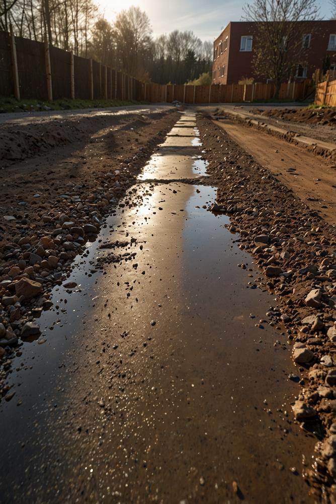 Sichere Zufahrt und Baustellenverkehr bei matschigem Fruehling