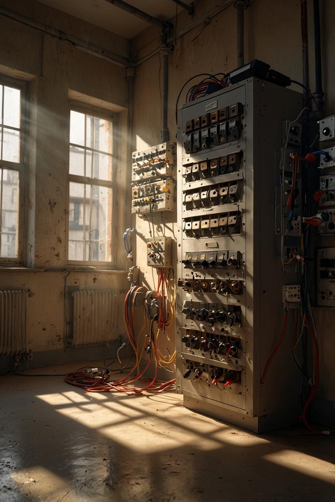 Helle, moderne Elektroinstallation in Altbau mit Sicherungskasten