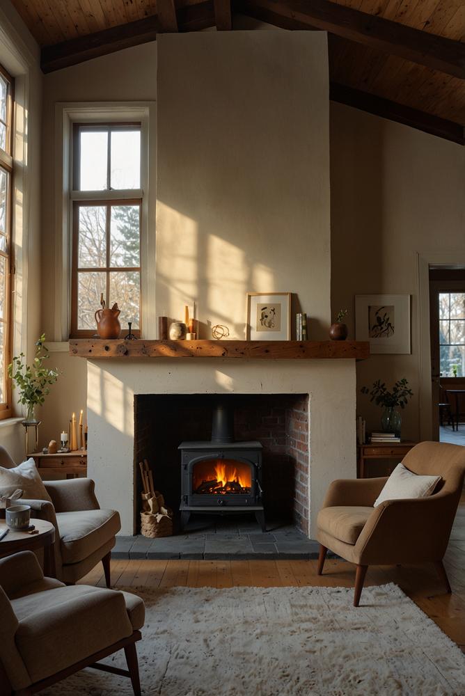 Heller, sauberer Altbaukamin mit Schornstein nach Reinigung