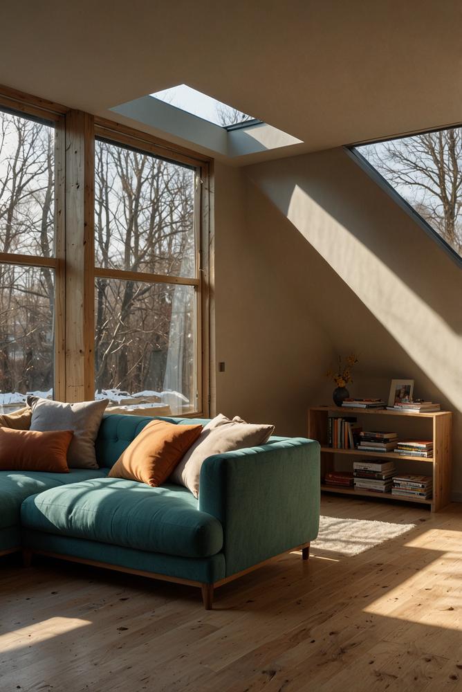 Helles Bild von Hausdaemmung nach dem Winter