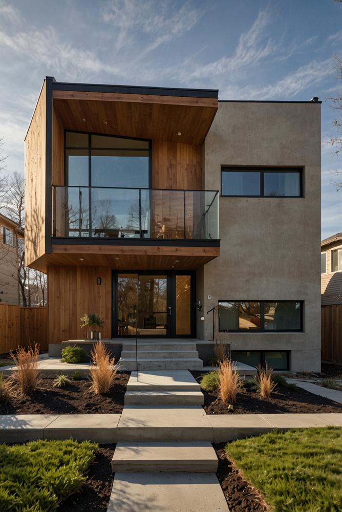 Hausfassade nach dem Winter mit Sonnenlicht und ohne Schäden