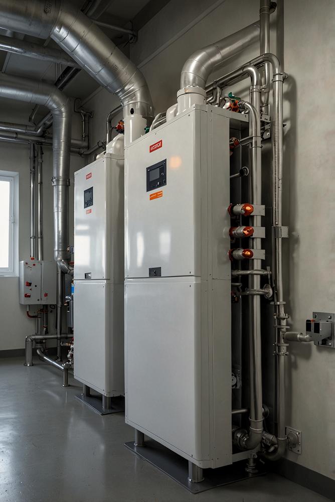 Helle moderne Heizung mit Wartungsvertrag im Raum