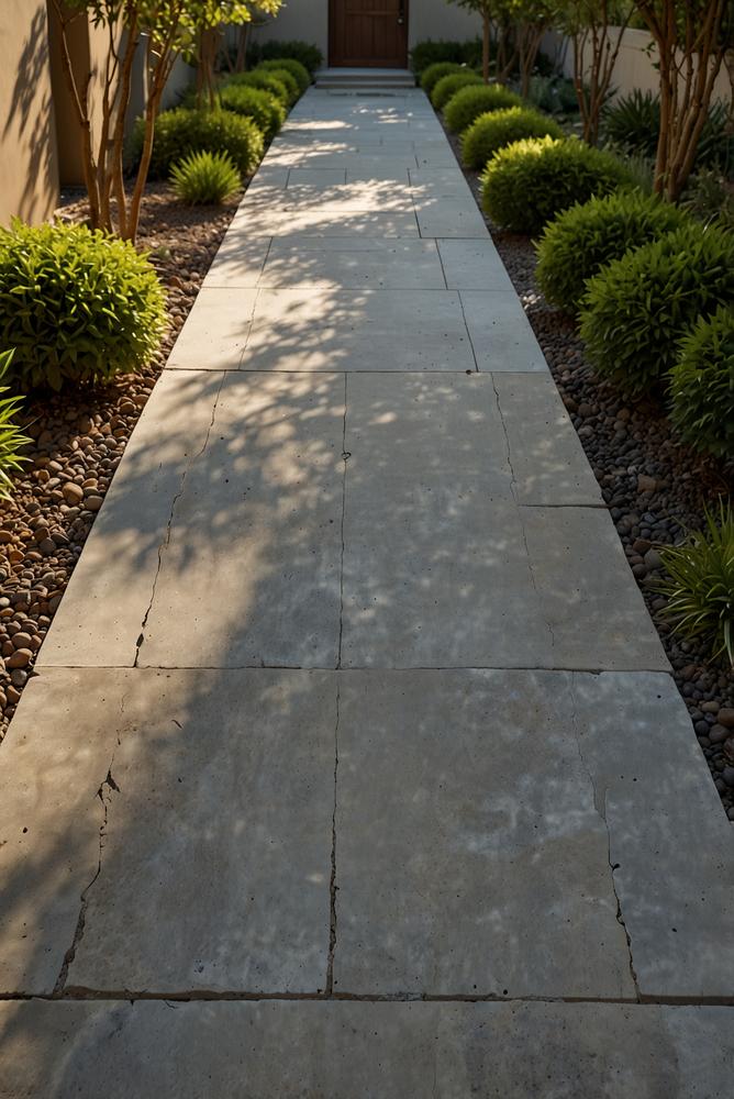 Heller, einladender Gartenweg und Zufahrt auf Grundstück nach Winter