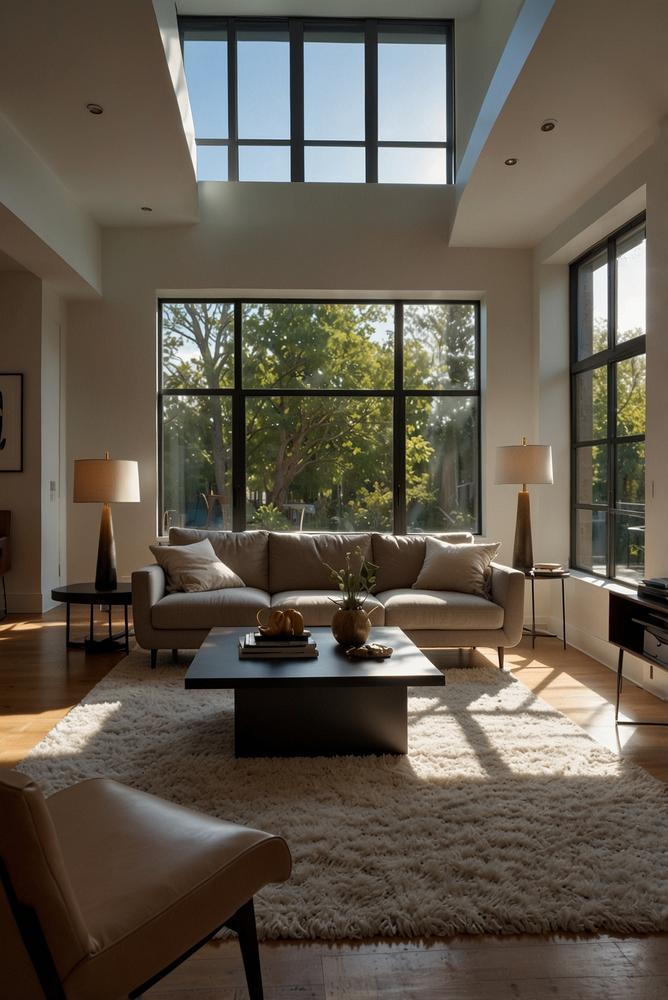 Helle, moderne Innenraumbeleuchtung mit elektrischen Steckdosen