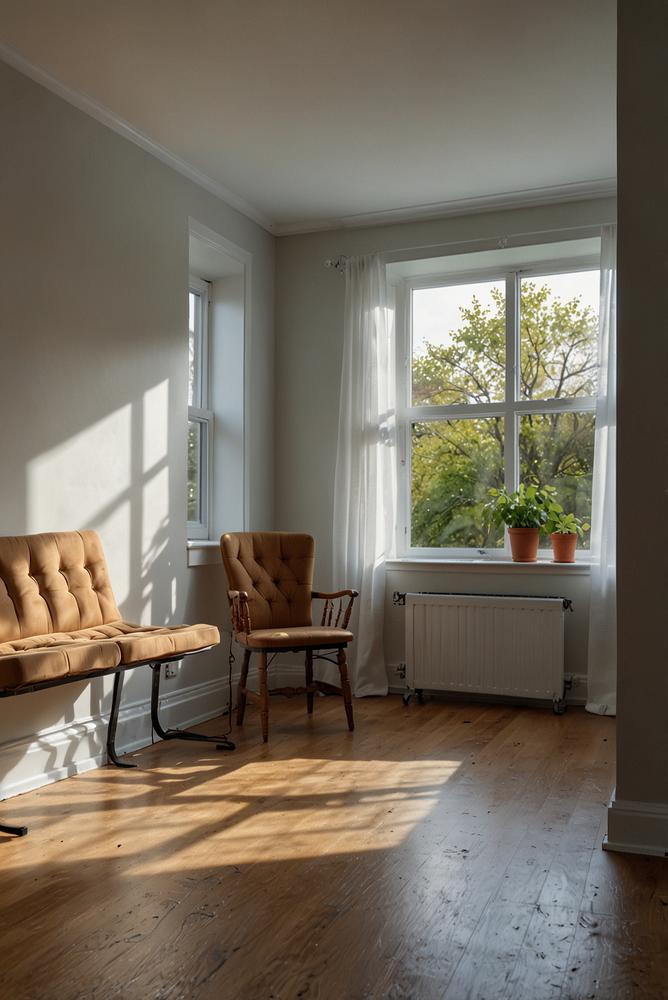 Helles Wohnzimmer bei Fruehling Renovierung mit Schimmelcheck