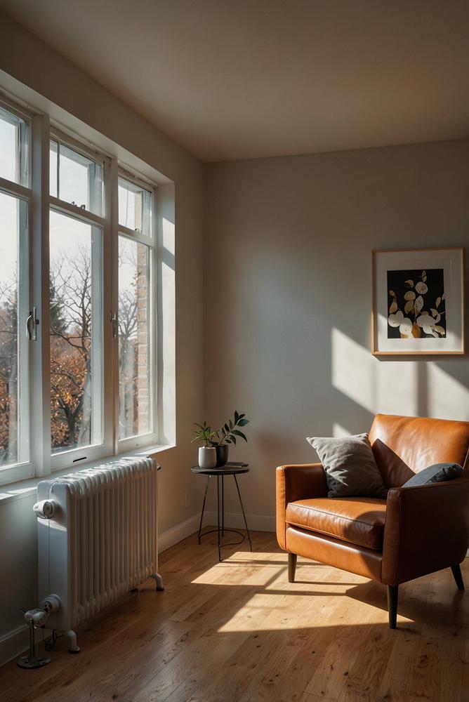 Moderner heller Heizungsraum mit effizienter Heizung