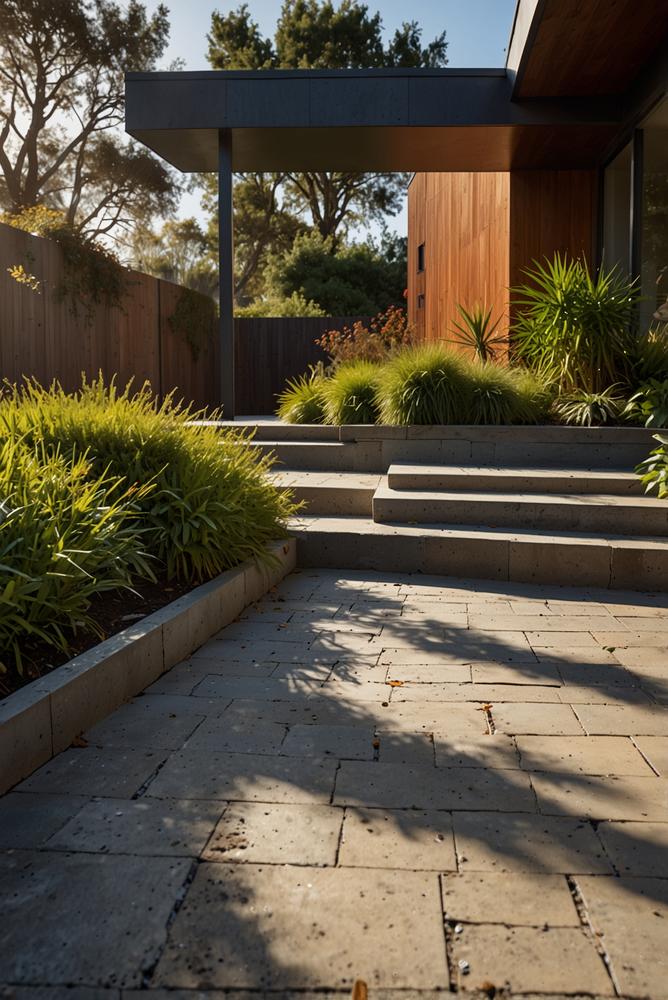 Hell beleuchtete Terrasse und Gehwege nach Wintercheck